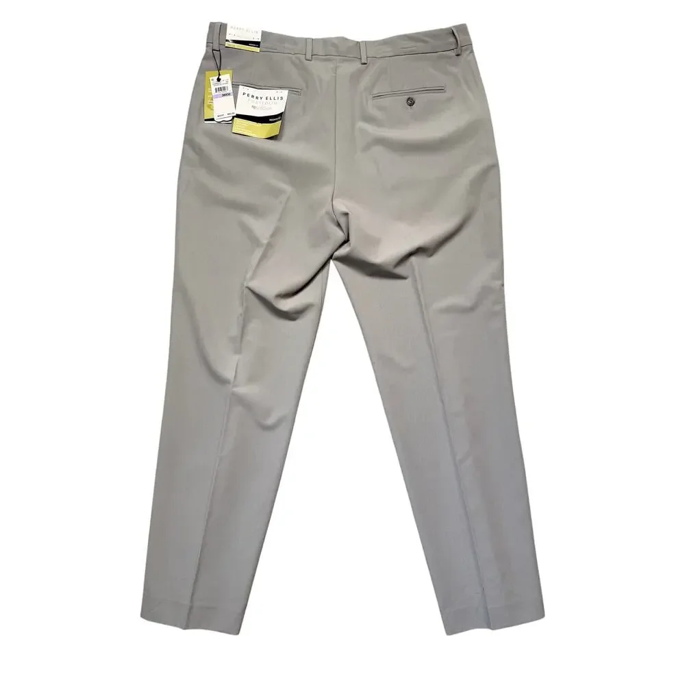 Perry Ellis Portfolio Men's Modern-Fit Stretch Pants Chiseled Stone 38x32 $95